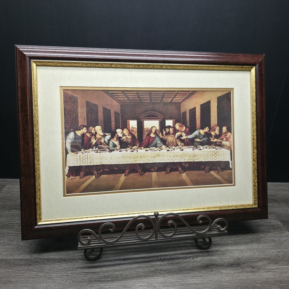 The Last Supper Vintage Framed Matted Picture 24x17 Religious Wall Art New